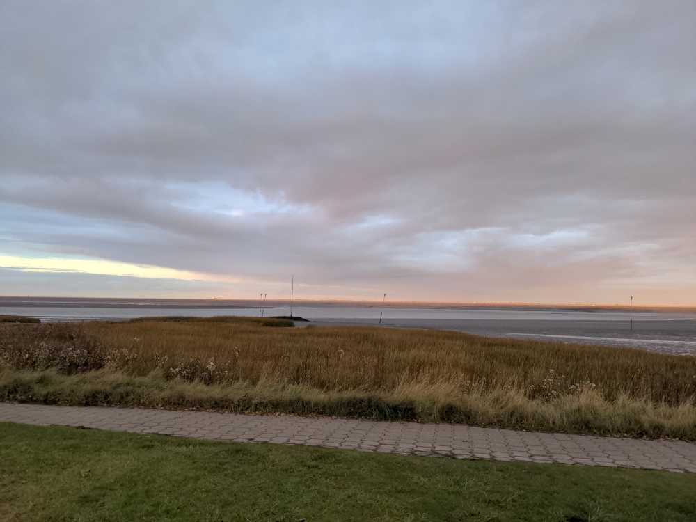 Radreise Nordsee -Fedderwaddersiel, Bremerhafen, Wattenmeer Containerwschiffe Fischerboote , Wesermündung, Fischerhavn, Ebbe, Flut, Fischerdorf, Zelten mit Meerblick 