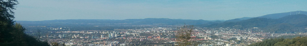 Freiburg im Breishau mit Kandel, Emmendingen und Freiamt im Hintergrund