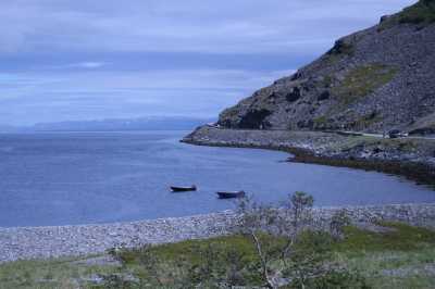 Sonne zurück, Skarvbergbucht, Nordkap 